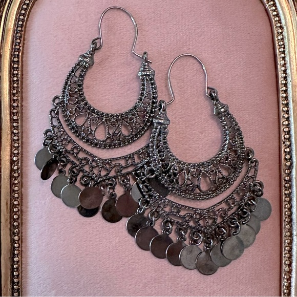 3 Pair of Earrings Dark Moody Collection Black & Hematite Bundle Filigree Gypsy - Picture 3 of 14